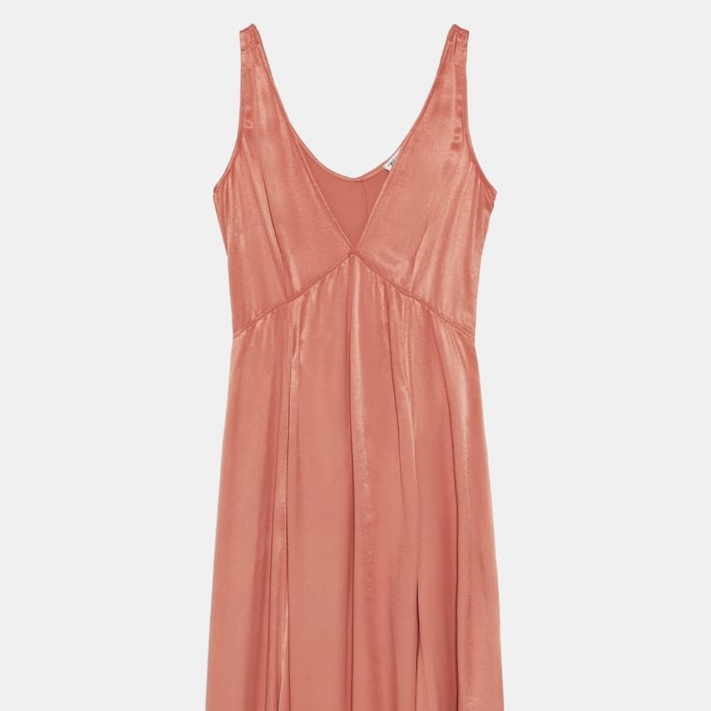 ZARA salmon satin look dress
